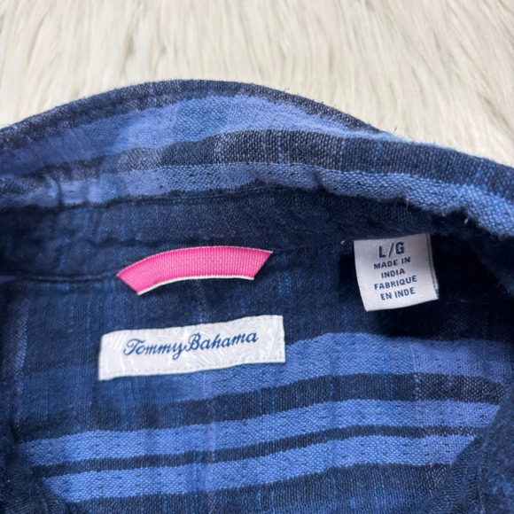 Tommy Bahama Men's L Blue Plaid Woven Cotton LS Button Front Shirt - Picture 3 of 5